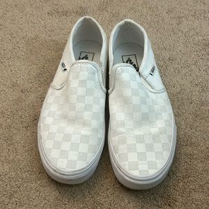 Women's White Checkered Vans